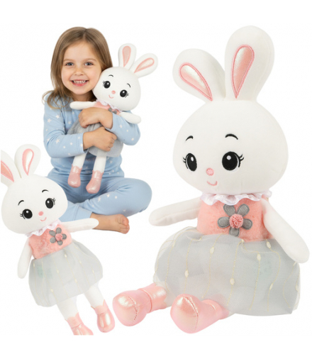 Maskotka króliczek 45cm, pluszowa przytulanka dla dzieci, miękki królik, bezpieczny prezent na urodziny i narodziny, Kruzzel 26761 18669