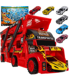 Zestaw ciężarówka TIR z 6 autami, laweta z 3 poziomami, funkcja wyrzutni autek, autka na licencji Iso Trade 26303 18708