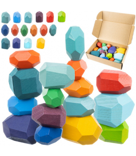 Kamienie drewniane, wytrzymałe i bezpieczne drewniane klocki, 16szt. Kruzzel 26323 18707