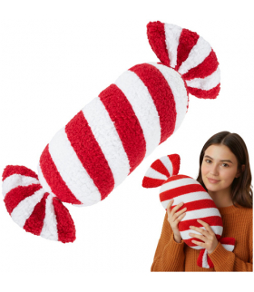 Dekoracja świąteczna, Cukierek, poduszka biało-czerwona, miękka ozdoba na Boże Narodzenie Ruhhy 27031 18709