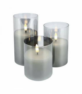 Świeca dekoracyjna LED, zestaw 3szt. TRIO LED 3x0,2W ciepła barwa 2700K WW szary/biały Struhm 04889