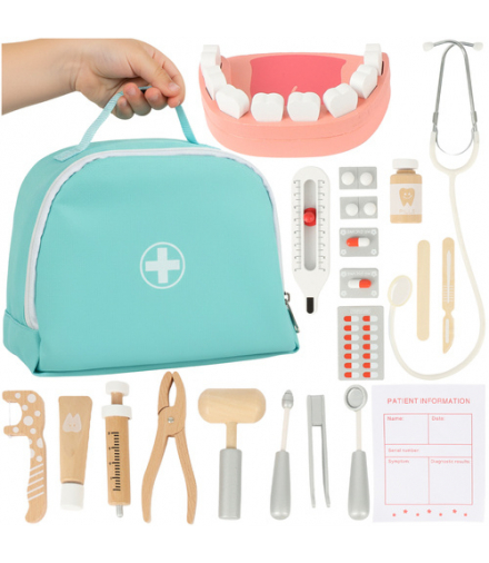 Zestaw małego doktora dentysty, stomatologa, 24 elementy w torbie lekarskiej, apteczka lekarza dla dzieci, Kruzzel 26421 18741