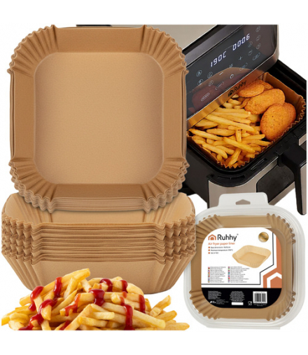 Wkłady papierowe do frytkownicy beztłuszczowej, airfryer, 16x16cm, 100szt. pieczenie bez stresu, sprzątanie Air Fryer bez wysiłku Ruhhy 26955 18739