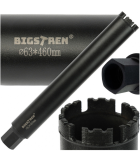 Wiertło koronowe diamentowe otwornica 63×450mm, 1.1/4 UNC do betonu, gresu, kamienia, Bigstren 27082 18742