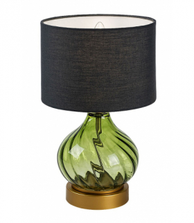 Lampa stołowa Pirelo, 1xE14, szkło zielone, klosz tekstylny, czarny, Rabalux 74033