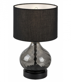 Lampa stołowa Pirelo 1xE14, szkło czarne, klosz tekstylny, czarny, Rabalux 74034