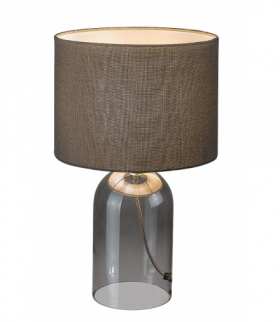 Lampa stołowa Luxin 1xE14 ze szkła dymionego, klosz tekstylny, popielaty, Rabalux 74047