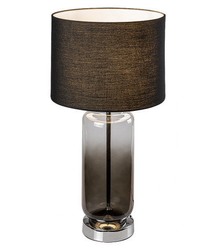 Lampa stołowa Rien 1xE27, metal+szkło dymione, klosz tekstylny, popielaty, Rabalux 74049