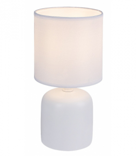 Lampa stołowa Daphni 1xE14, biała ceramika, klosz tekstylny biały, Rabalux 74052