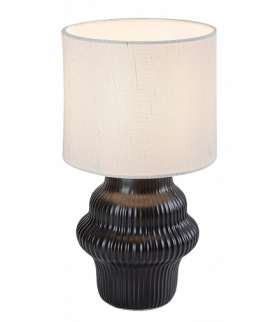 Lampa stołowa Glimo 1xE14, czarna ceramika, klosz tekstylny biały, Rabalux 74058