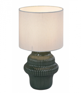 Lampa stołowa Glimo 1xE14, zielona ceramika, klosz tekstylny biały, Rabalux 74059