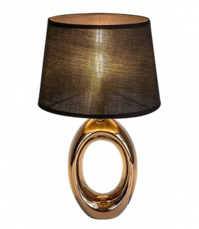 Lampa stołowa Dalora 1xE14, brązowa ceramika, klosz tekstylny, czarny, Rabalux 74063