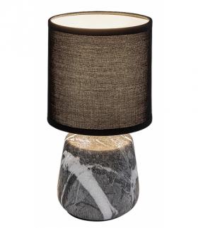 Lampa stołowa Nalisa 1xE14, ceramika w kolorze marmuru, klosz tekstylny czarny, Rabalux 74066