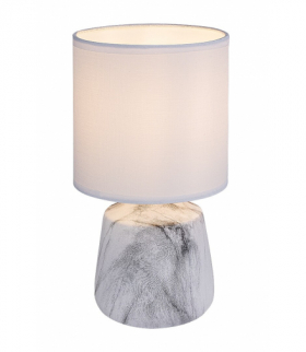 Lampa stołowa Nalisa 1xE14, ceramika w kolorze marmuru, klosz tekstylny biały, Rabalux 74067