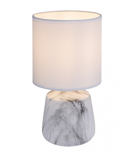 Lampa stołowa Nalisa 1xE14, ceramika w kolorze marmuru, klosz tekstylny biały, Rabalux 74067