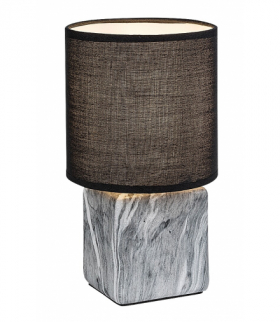 Lampa stołowa Nalisa 1xE14, ceramika w kolorze marmuru, klosz tekstylny czarny, Rabalux 74068