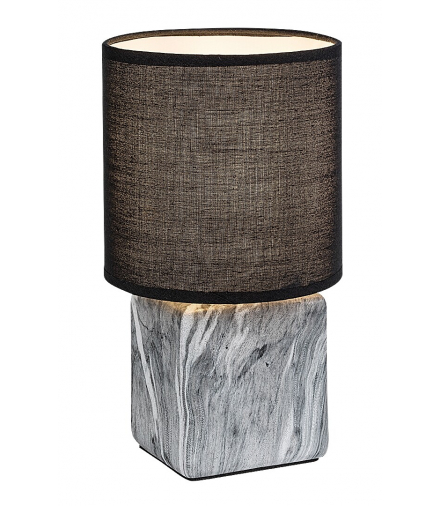 Lampa stołowa Nalisa 1xE14, ceramika w kolorze marmuru, klosz tekstylny czarny, Rabalux 74068