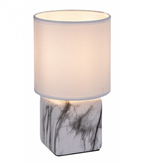 Lampa stołowa Nalisa 1xE14, ceramika w kolorze marmuru, klosz tekstylny biały, Rabalux 74069
