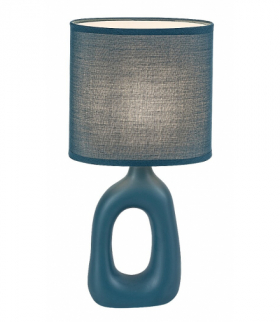 Lampa stołowa Sylira 1xE14, niebieska ceramika, klosz tekstylny niebieski, Rabalux 74072
