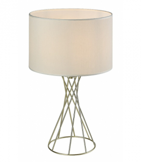 Lampa stołowa Nivra 1xE27, złoty metal, klosz tekstylny biały Rabalux 74081