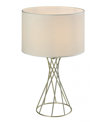 Lampa stołowa Nivra 1xE27, złoty metal, klosz tekstylny biały Rabalux 74081