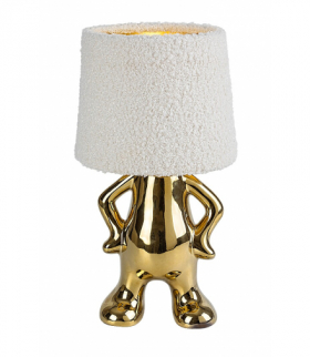 Lampa stołowa Smurfy 1xE14, złota ceramika, klosz tekstylny, kremowy, Rabalux 74215