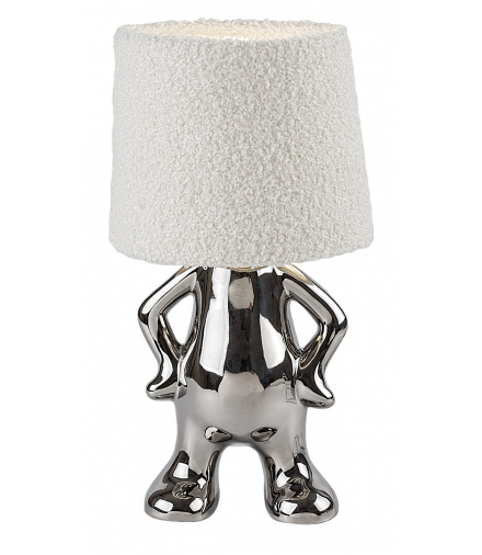 Lampa stołowa Smurfy 1xE14, chrom ceramika, klosz tekstylny, kremowy, Rabalux 74216