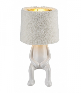 Lampa stołowa Smurfy 1xE14, kremowa ceramika, klosz tekstylny, kremowy, Rabalux 74218