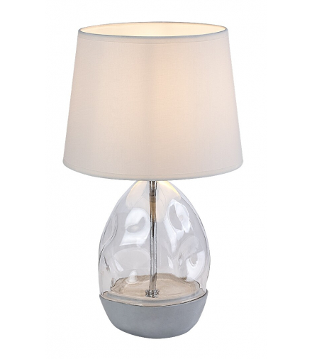 Lampa stołowa Apolonia 1xE27, szkło, klosz tekstylny, biały, Rabalux 74227