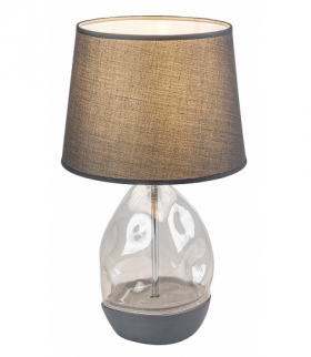 Lampa stołowa Apolonia 1xE27, szkło, klosz, tekstylny popielaty, Rabalux 74228