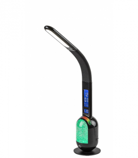 Lampa stołowa Figen LED 5W, 5000K + dekoracyjny akcent RGB, USB, ładowalna, dotykowa, czarna, Rabalux 74230