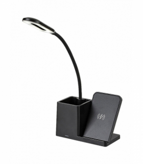 Lampa biurkowa, stołowa Cerie LED 4W z bezprzewodową ładowarką 3000, 4000, 6500K, czarna Rabalux 74232