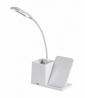 Lampa biurkowa, stołowa Cerie LED 4W z bezprzewodową ładowarką 3000, 4000, 6500K, biała Rabalux 74233