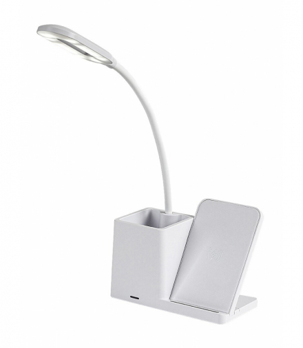 Lampa biurkowa, stołowa Cerie LED 4W z bezprzewodową ładowarką 3000, 4000, 6500K, biała Rabalux 74233