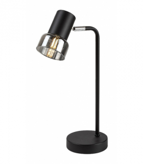 Lampa stołowa Hatice 1xE14, czarny metal, klosz szkło dymione, Rabalux 74278