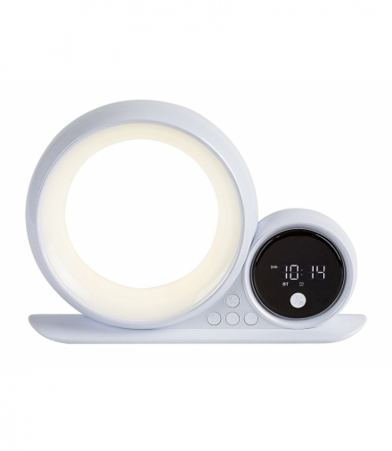 Nowoczesna lampa nocna, stołowa z budzikiem i głośnikiem Bluetooth i RGB, Wakeway LED 5W, biała Rabalux 76109