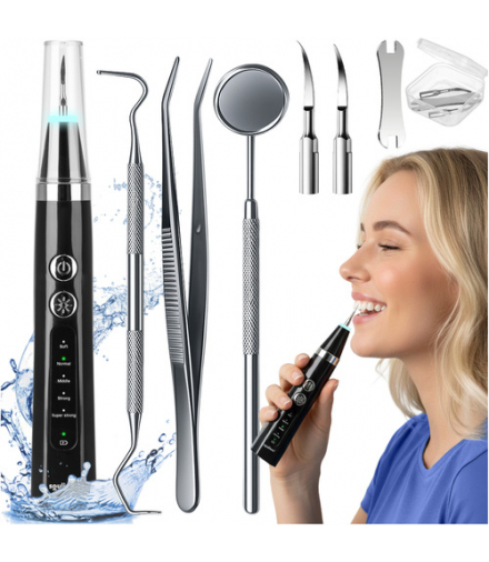 Skaler ultradźwiękowy dentystyczny do zębów, 5 trybów do usuwania kamienia nazębnego z LED i końcówkami Soulima 25746 18750