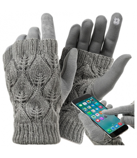 Szare rękawiczki dotykowe, ciepło, wygoda i obsługa telefonu w mroźne dni, Trizand 26073 18764