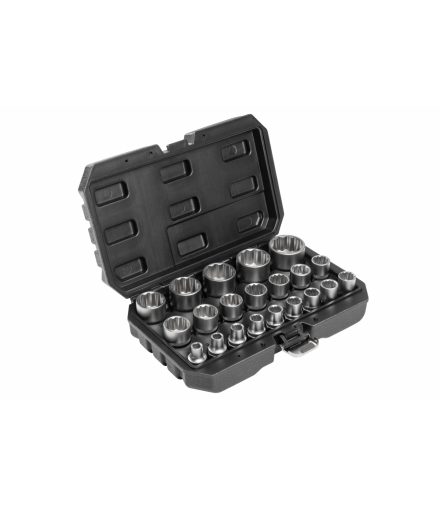 Zestaw kluczy nasadowych 1/2 21szt Hogert HT4R085 CrV 8-36mm satynowe antykorozyjne spline
