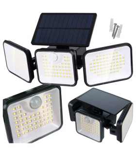 Lampa solarna LED x180, 3 tryby świecenia, z czujnikiem ruchu i zmierzchu do ogrodu, na podjazd i na elewację Izoxis 26875 18768