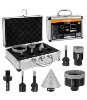 Zestaw profesjonalnych otwornic diamentowych, 7szt. do twardych i bardzo twardych materiałów, do płytek, gresu, kamienia, M14, koronki 6-68mm, Bigstren 27080 18776