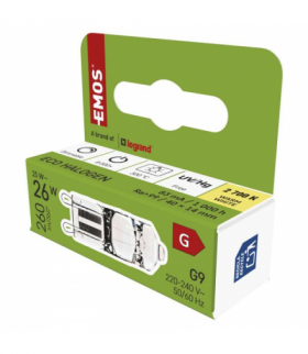 Żarówka halogenowa JC, G9, 25W, ciepła biel 2700K, 260lm, do 300°C, EMOS ZE0304