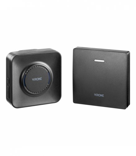 TELERO AC, dzwonek bezprzewodowy, sieciowy, przycisk bezbateryjny, learning system, 36 dźwięków, 200m, czarny Orno DB-8/B