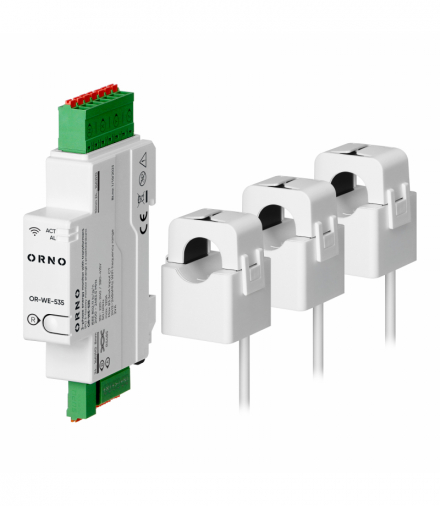 3-fazowy monitor energii z przekładnikami 120A, 230/400V, TUYA SMART Wi-Fi Orno OR-WE-535