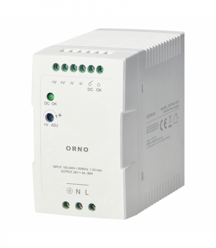 Zasilacz przemysłowy, na szynę DIN, 24VDC, 4A, 96W, w plastikowej obudowie Orno OR-PSU-1672