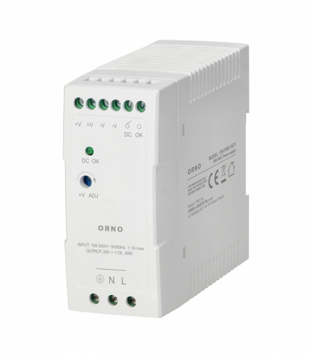 Zasilacz przemysłowy, na szynę DIN, 24VDC, 2,5A, 60W, w plastikowej obudowie Orno OR-PSU-1671