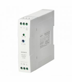 Zasilacz przemysłowy, na szynę DIN, 24VDC, 1A, 20W, w plastikowej obudowie Orno OR-PSU-1669