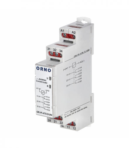 Przekaźnik instalacyjny Economic, 3P, 8A, uniwersalne napięcie cewki 12-230 VUC Orno OR-PI-475/3/UNI