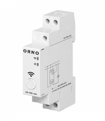 Elektroniczny programator astronomiczny i czasowy, Tuya Smart Wi-Fi, 1 wyjście przekaźnikowe max.16A/230V, szerokość 1 moduł, DIN TH-35mm, Orno OR-PRE-464