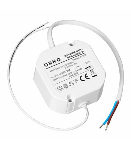 Zasilacz LED, dopuszkowy, 12V, 20W, IP67, plastikowa obudowa Orno OR-ZL-1679/12/20